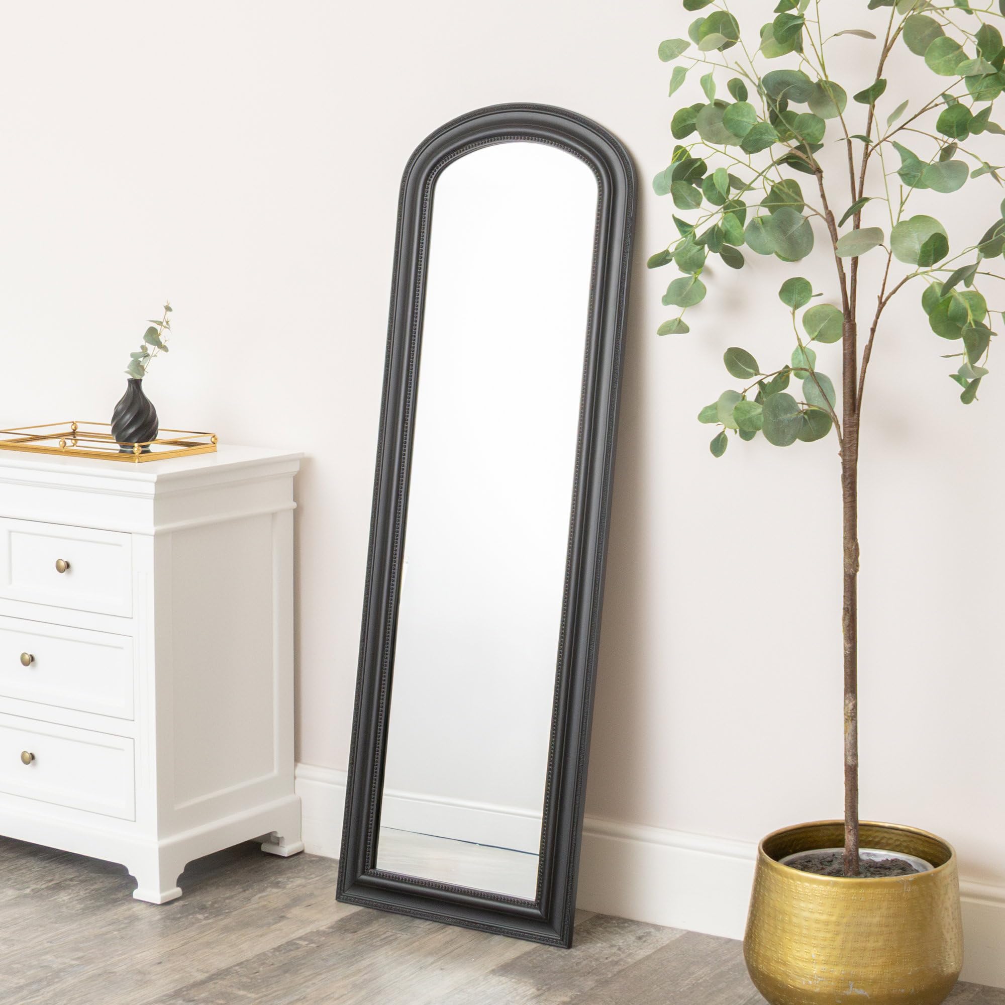 Melody Maison Full Length Black Leaner & Wall Mirror - 47cm x 142cm