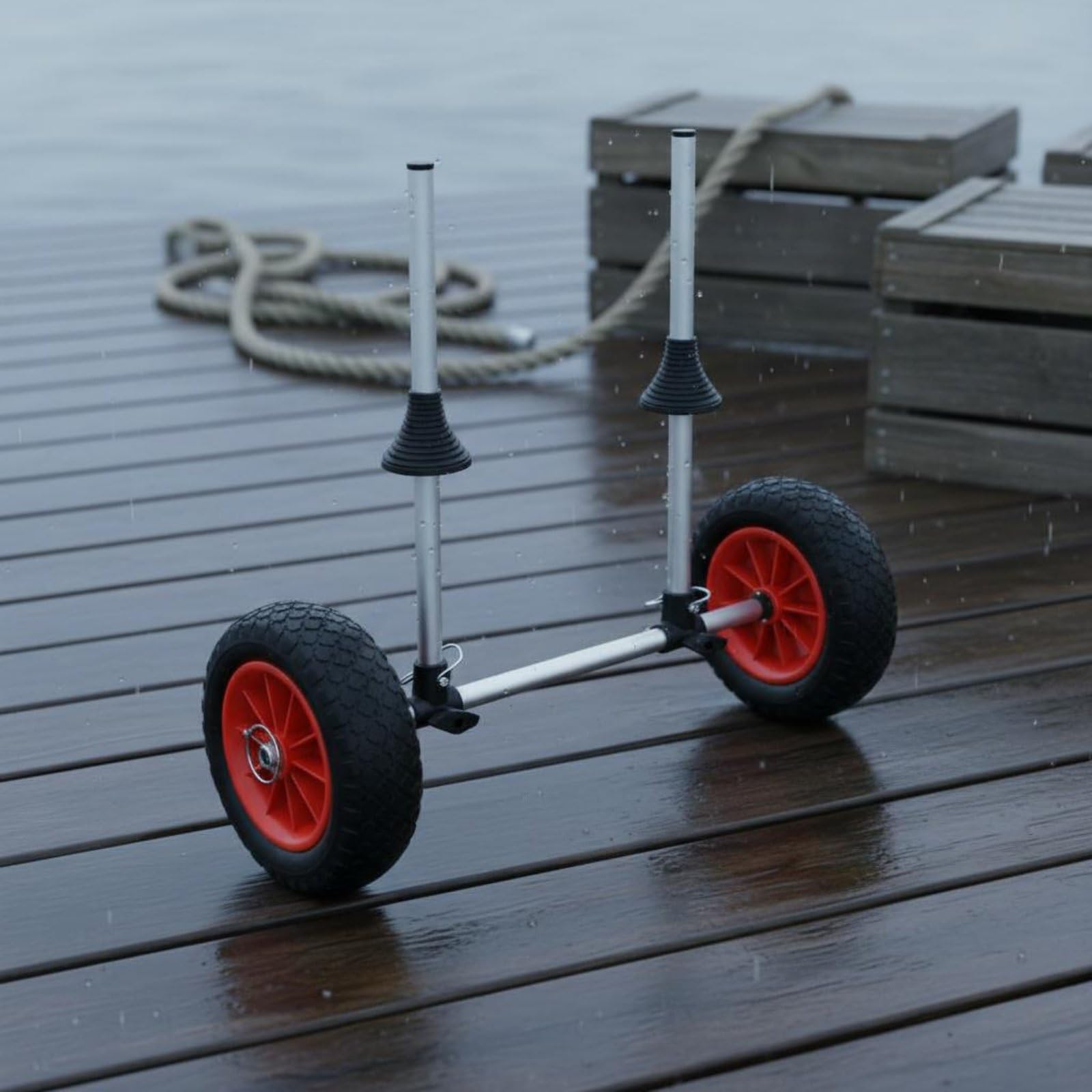 harayaa Carro de Transporte de Kayak con Soporte Vertical Carrito Portakayak y Remolque Compatible con Orificios de Desagüe Marco Ajustable 8-42.5 Cm Adecuado para Playa de Orilla