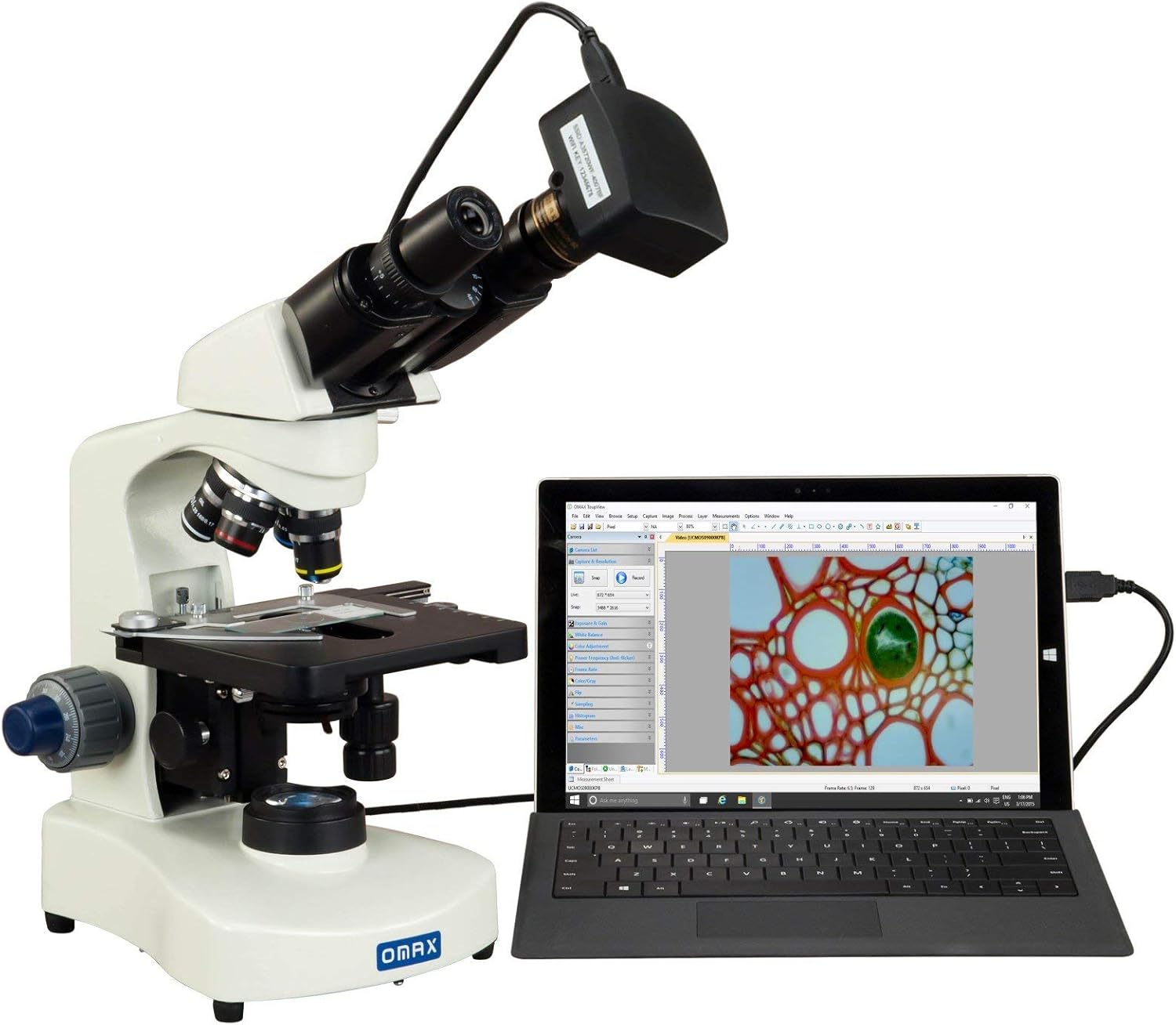 OMAX 40X-2000X USB3 5MP Binocular Lab Compound Siedentopf LED Microscope with Reversed Nosepiece