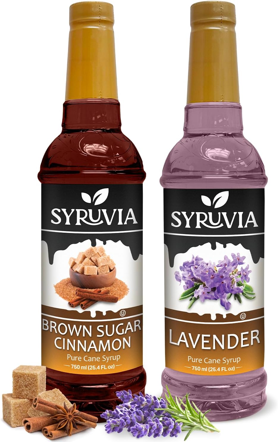 Coffee Syrup Variety Pack - Brown Sugar Cinnamon & Lavender- Gluten-Free, Kosher, 25.4 fl oz Bottles - Enhance Your Coffee Experience with Premium Flavoring Syrups