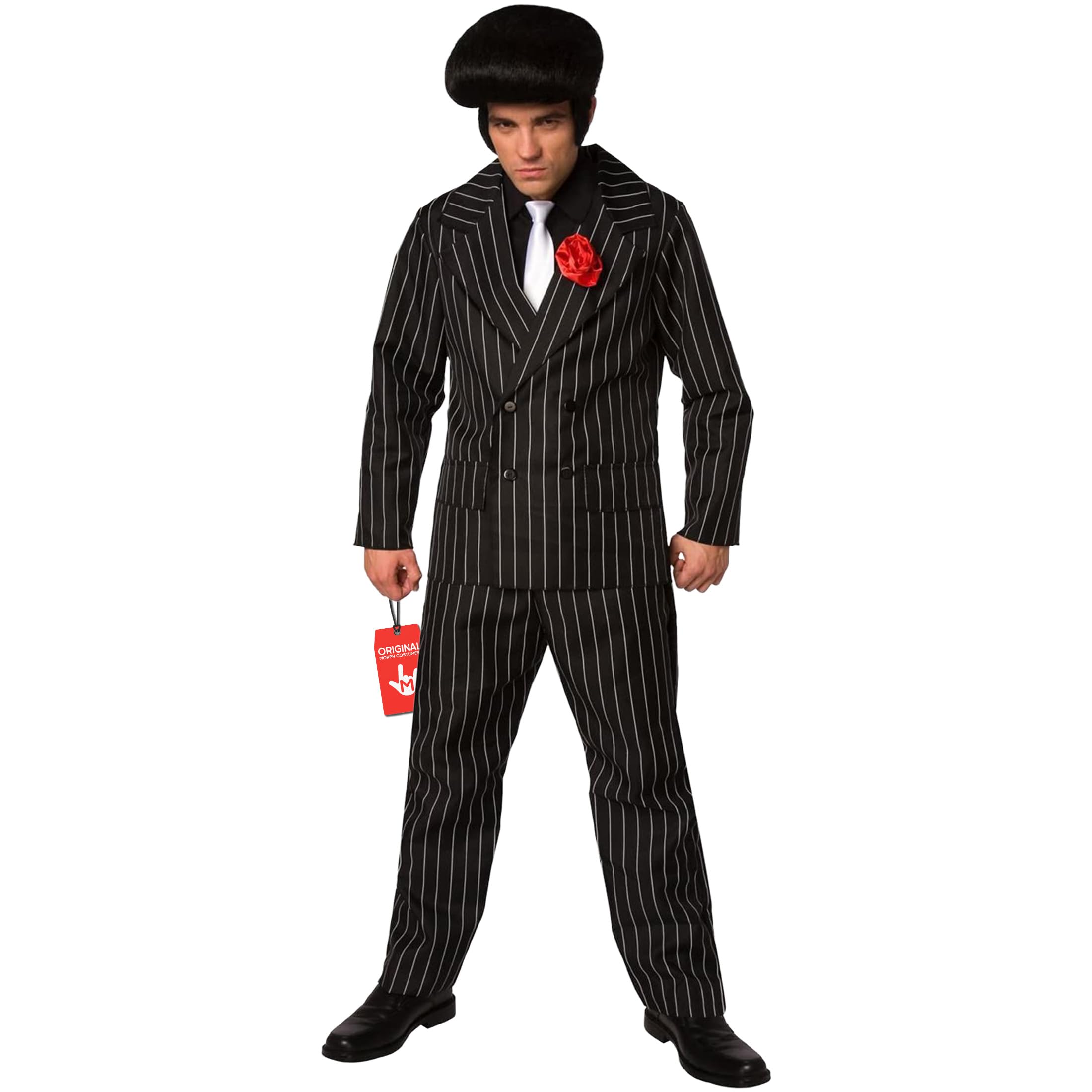 morph Mens Gangster Costume Mafia Pinstripe Suit for Men Quality Criminal Fancy Dress - Large-picture-11