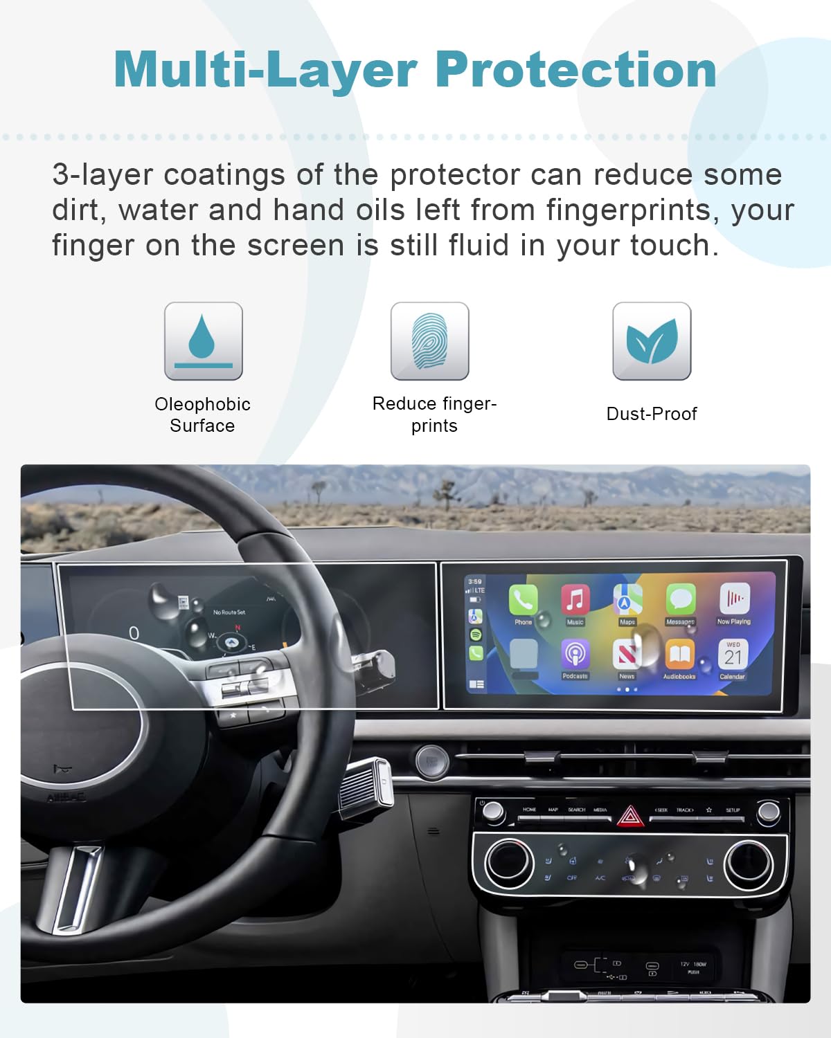 CDEFG Kompatibel mit 2025 2026 Facelift Hyundai Tucson NX4 Navigation Schutzfolie + Klimaanlage + Instrumententafel Kratzfest 12,3 Zoll GPS Nano Displayschutzfolie Navi Folie Zubehör [6 Stück]