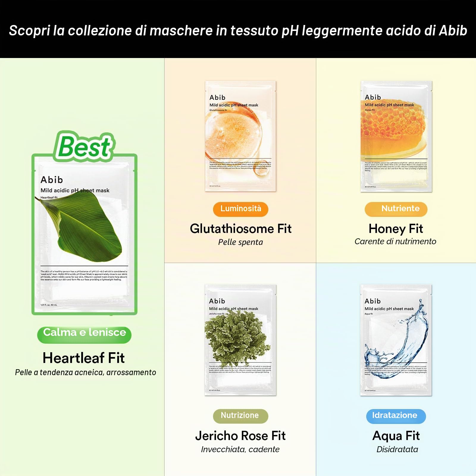 Abib Maschera In Fogli Con Ph Leggermente Acido Jericho Rose Fit 10 Fogli