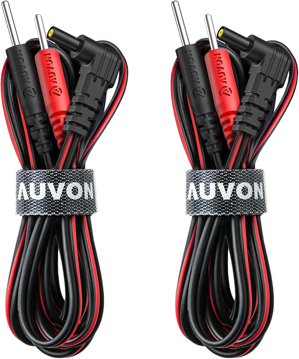 AUVON Premium TENS Unit Electrode Lead Wires for 2mm Pin TENS Pads, 2 Pack | Soft TPE Material with 40,000+ Bends, Lead Wires Compatible with Most TENS Unit Muscle Stimulators with 2.35mm Plugs