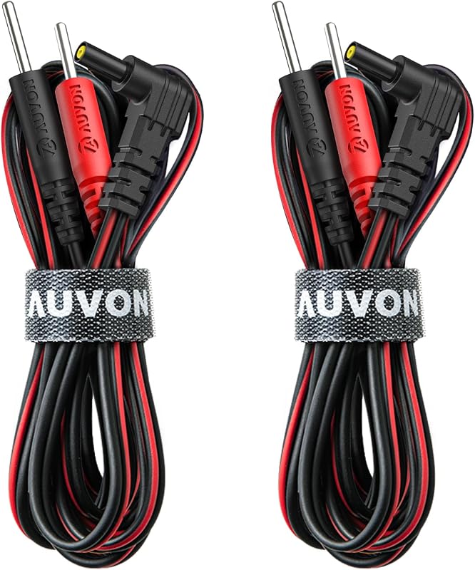 AUVON Premium TENS Unit Electrode Lead Wires for 2mm Pin TENS Pads, 2 Pack | Soft TPE Material with 40,000+ Bends, Lead Wires Compatible with Most TENS Unit Muscle Stimulators with 2.35mm Plugs