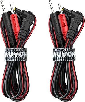 AUVON 2 x TENS Unit Electrode Lead Wires, Premium Lead Wires with Soft TPE Material for 40,000+ Bends, Universal and Compatible with Most TENS Unit Muscle Stimulator 2mm Pin TENS Pads