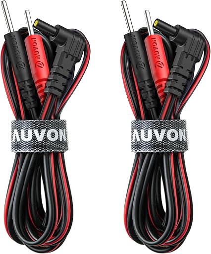 AUVON Premium TENS Unit Electrode Lead Wires for 2mm Pin TENS Pads, 2 Pack | Soft TPE Material with 40,000+ Bends, Lead Wires Compatible with Most TENS Unit Muscle Stimulators with 2.35mm Plugs