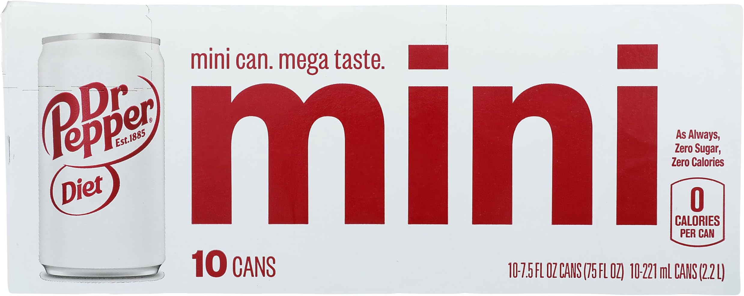 Diet Dr Pepper Soda, 7.5 fl oz mini cans, 10 pack