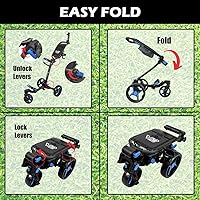 Vista 5 de V2 - Carrito de golf plegable pequeño, rueda delantera, carrito de golf, soporte para paraguas y soporte para bebidas incluido