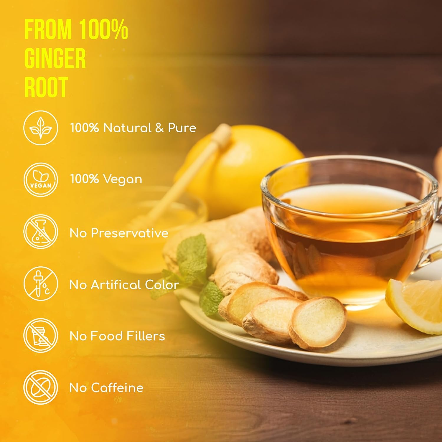 FreshDrinkUS, 120 Ginger Tea Bags, 100% Natural & Pure. Ginger Herbal Tea. No Sugar, No Caffeine, No Gluten, Vegan. - Image 4