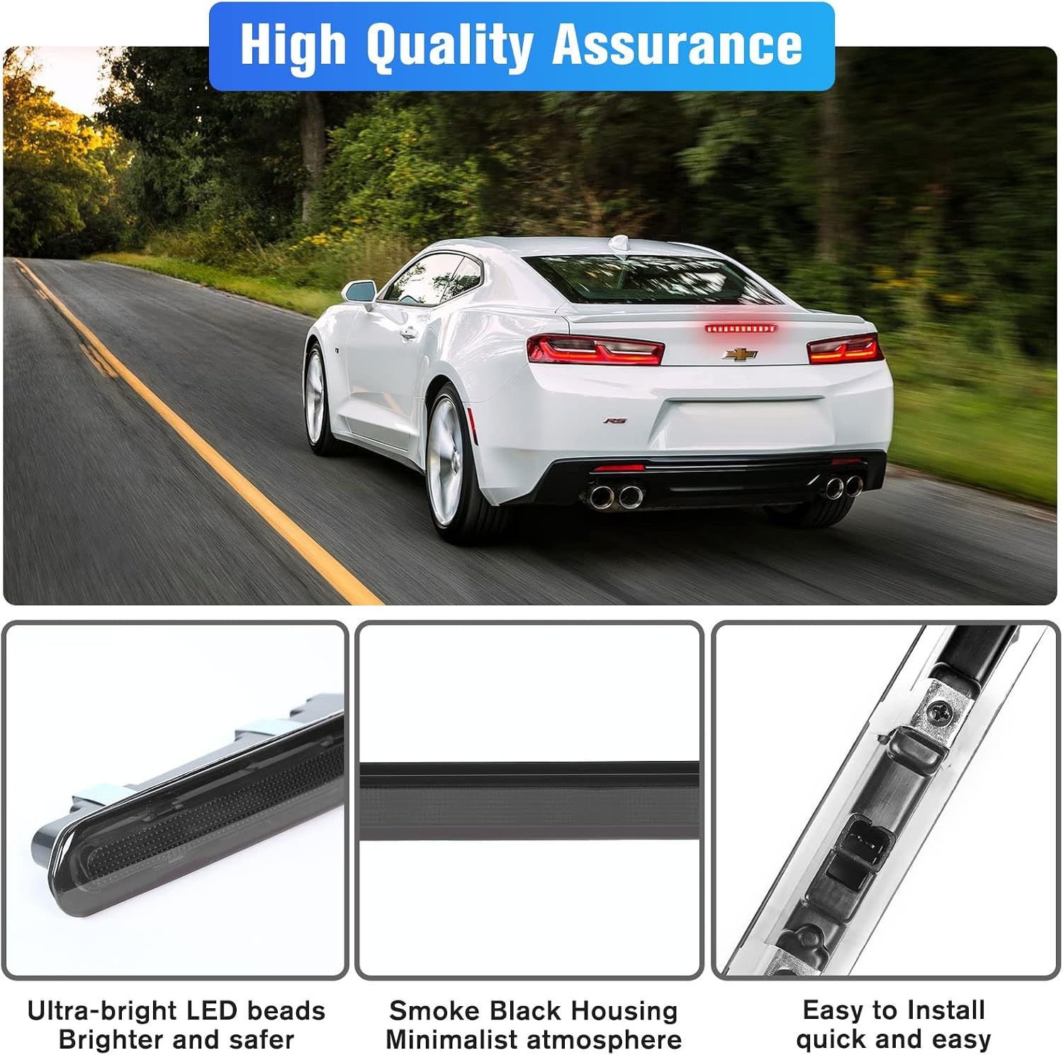 Camaro LED 3rd Third Brake Light, Rear Center High Mount Stop Light for Chevy Chevrolet Camaro Gen6 2016 2017 2018 2019 2020 (1PC)