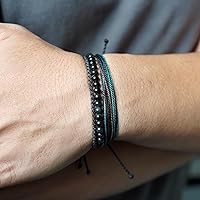 Vista 303 de Handmade Natural Stone Beaded Healing Bracelet Gift for Men Adjustable Rope String Bracelet