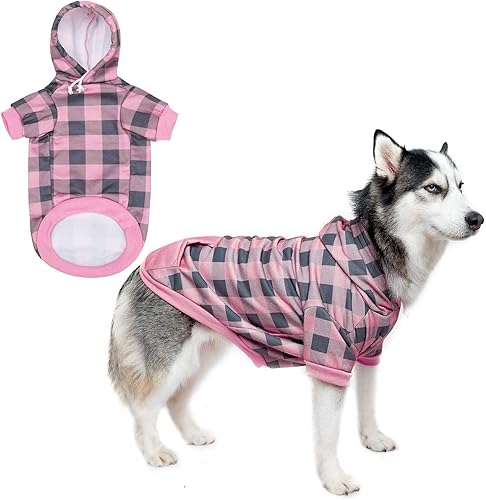 Sudadera con capucha para perros a cuadros, ropa para mascotas, suéteres con sombrero