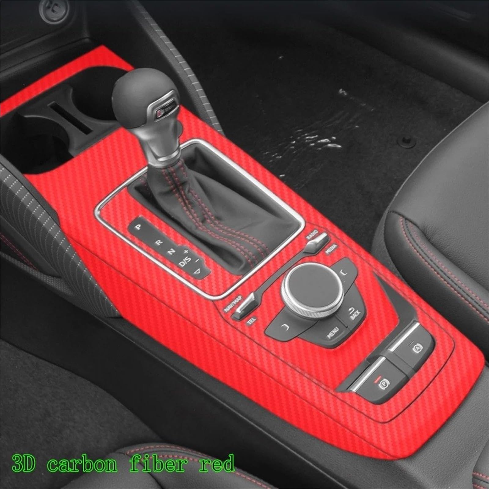 Consolle centrale dell'auto Adesivi In ​​fibra Carbonio Per Q2 2018-2023 Pannello Sollevamento Della Maniglia Della Porta Cruscotto Della Console Centrale(Crocodile skin patte)