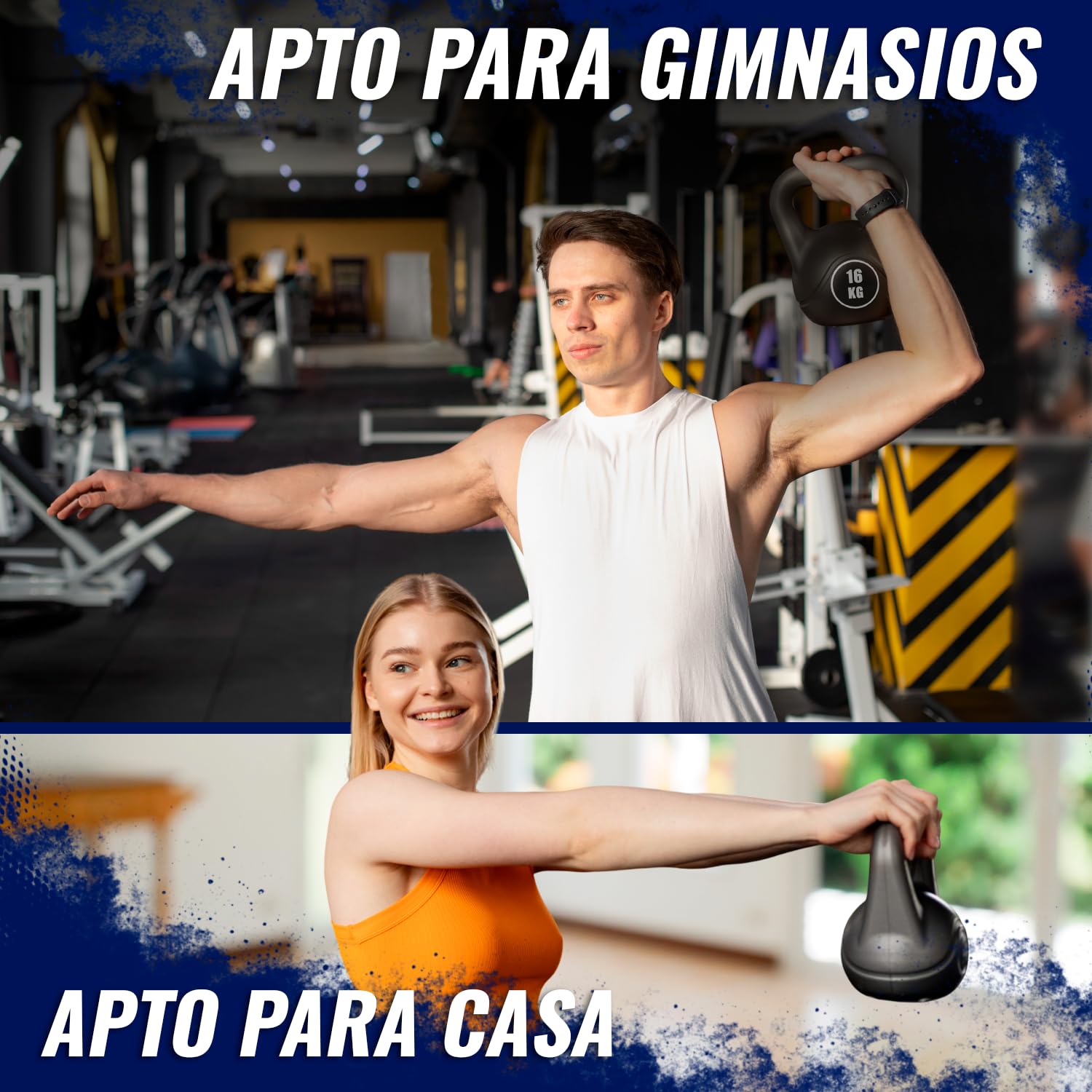 Kettlebell Pesa Rusa con Revestimiento de PVC Suave - Pesos Fitness Desde 2 kg hasta 16 kg para Entrenamientos en Casa o Gimnasio - Pesa Rusa Ergonómica y Compacta, Agarre Antideslizante