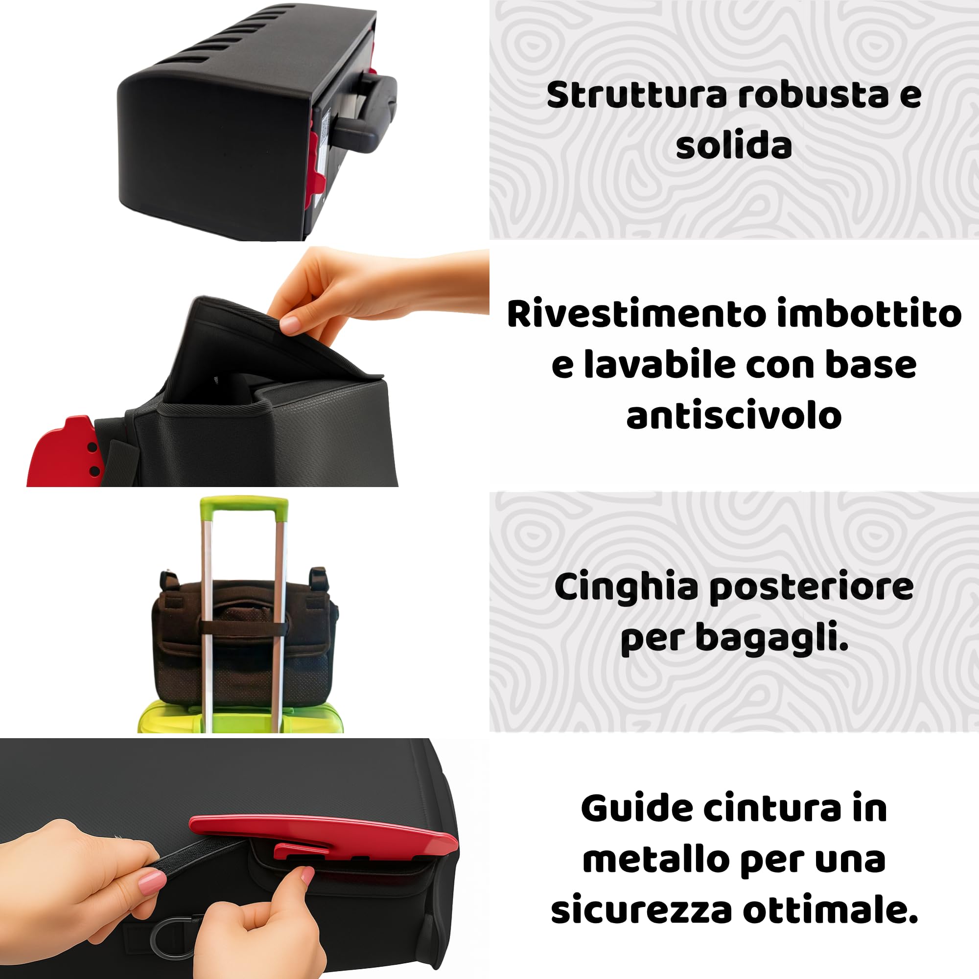 BubbleBum Teleport, rialzo per auto con schienale scoperto, telescopico portatile, ideale per l'uso quotidiano e pieghevole per viaggi, certificato R129, altezza da 125 cm a 150 cm, nero