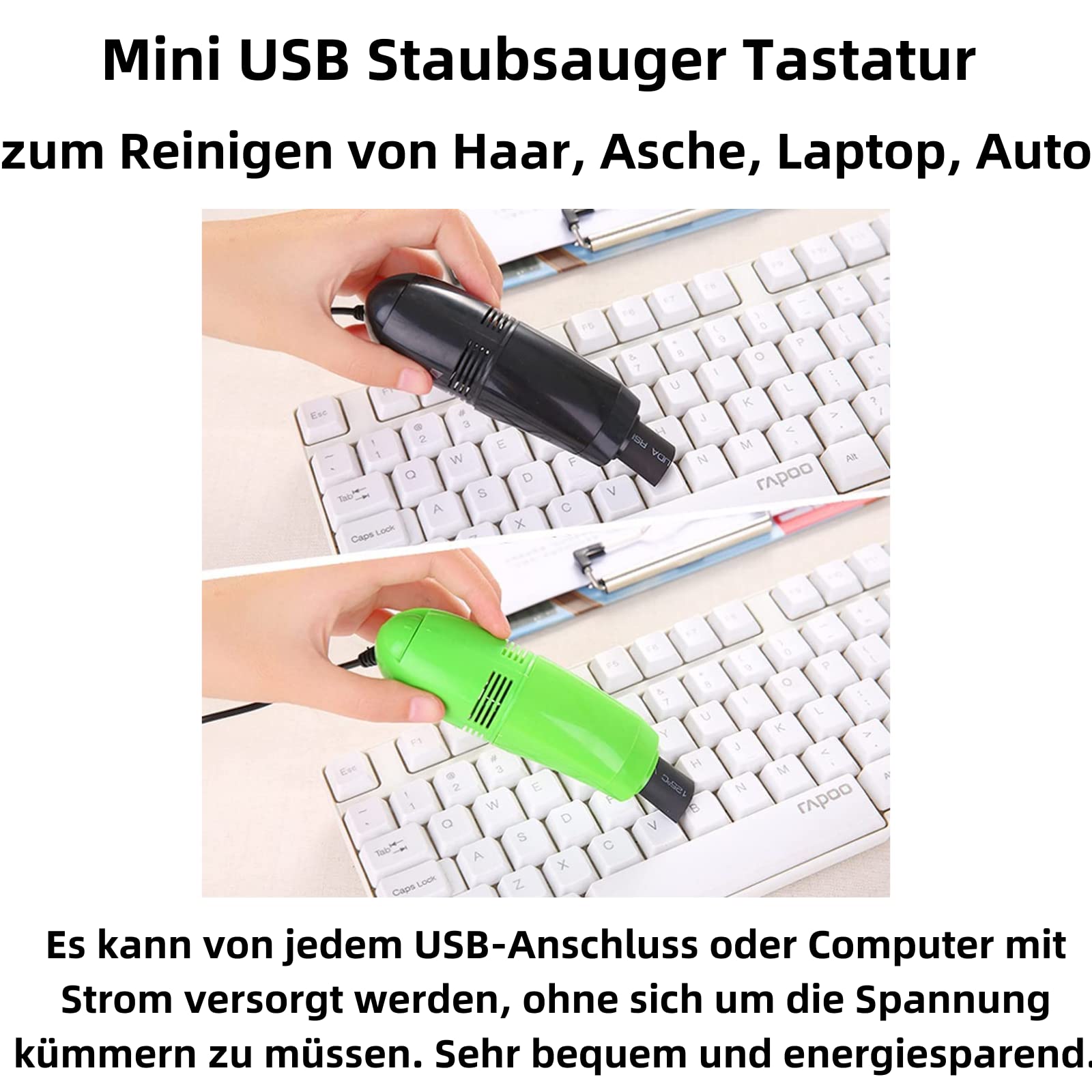 B86C Mini USB Staubsauger – Tastatursauger für Laptop & PC, Handstaubsauger mit Integrierter LED-Leuchte, Ideal für Innenraum-Reinigung, Nicht für Starke Saugkraft geeignet