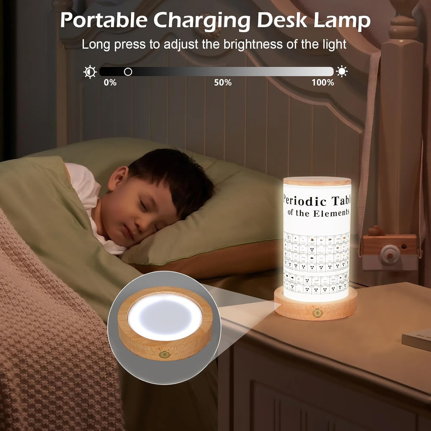 Periodic Table with 83 Real Elements Inside, 3D Real Element Periodic Table Samples Samples with Wooden Stand & LED Light, for Teaching Tool, Gift for Kid, Students, Teacher, Science Lovers