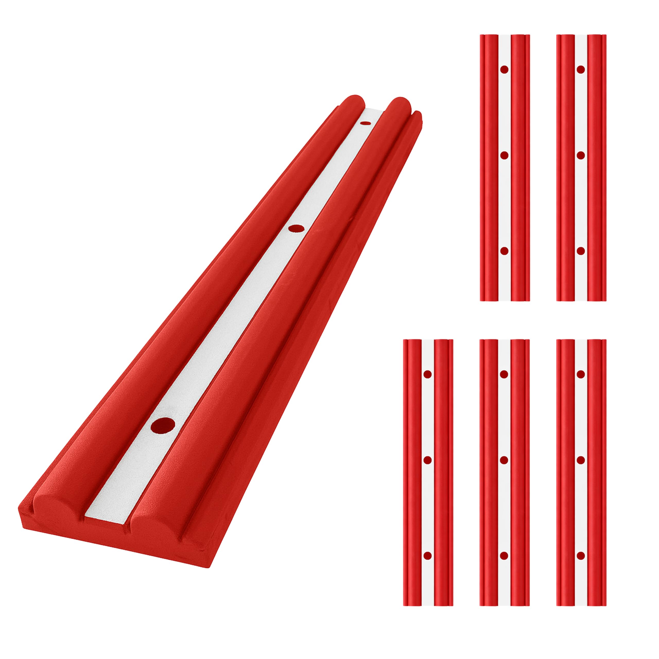 Berry Red Wall Bumper Protector 100CM | Heavy Duty Rubber Garage Wall Guard with Reflective Strip | Vehicle Impact Protector for Parking Warehouses Loading Bays Indoor Outdoor Use - Pack of 6