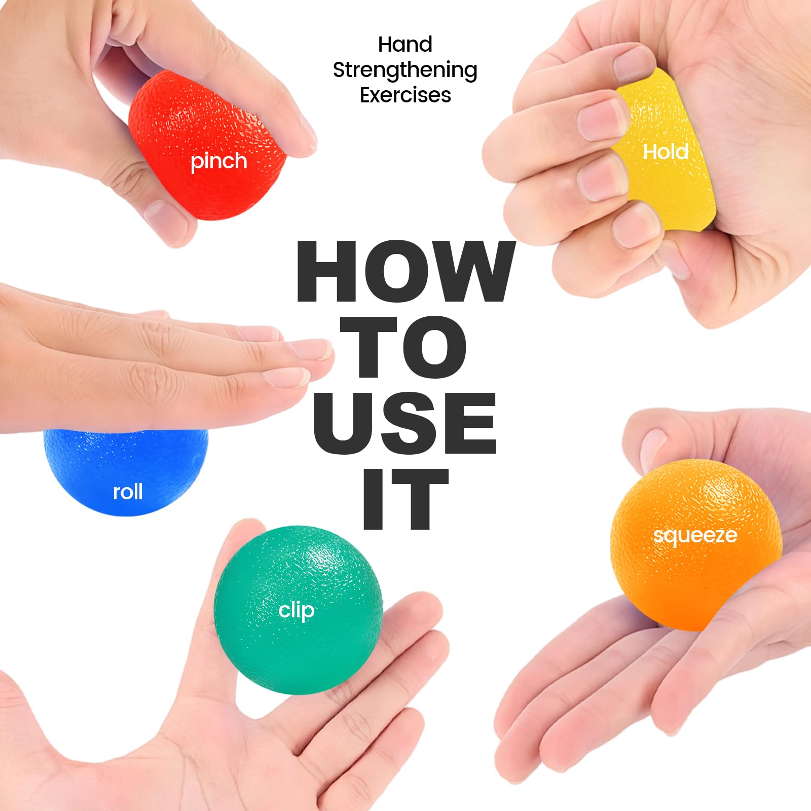 2 Pieces Balle Reeducation Main Pour Exercices à La Main, Balle Anti-stress Pour Adultes Et