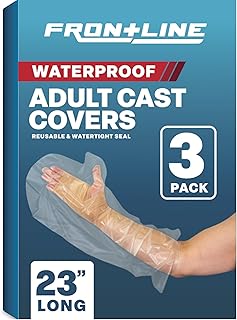 FRONTLINE Arm Cast Covers for Shower Adult Waterproof Cast and Wound Protector 100% Watertight Seal Reusable Sleeve 3 Pack (Small 23 Inch)