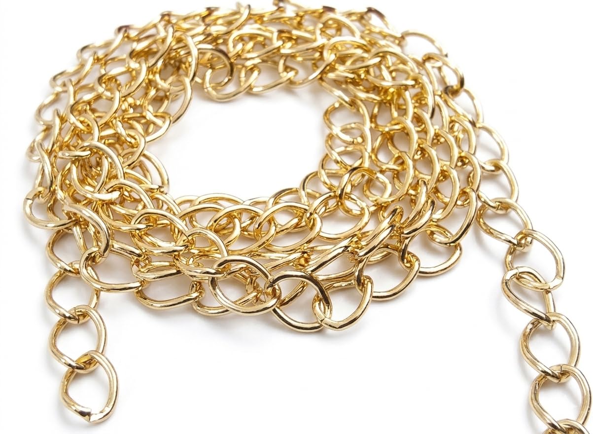 Tia® | Premium Purse Shoulder Bag Chain Strap Handle, Handbag Purse Chain Replacement, Purse, Clutch Making, Decoration & DIY-15mm Width (Golden-15mm Width, 2 Meter)-image-45