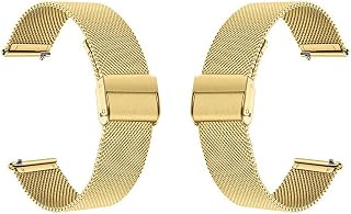 Milanese Mesh Watch Band, 10 12 13 14 15 16 17 18 19 20 21 22mm Quick Release Watch Strap Stainless Steel Replacement Watch Band for Mens Women 2PCS (Color : Gold, Size : 18MM)