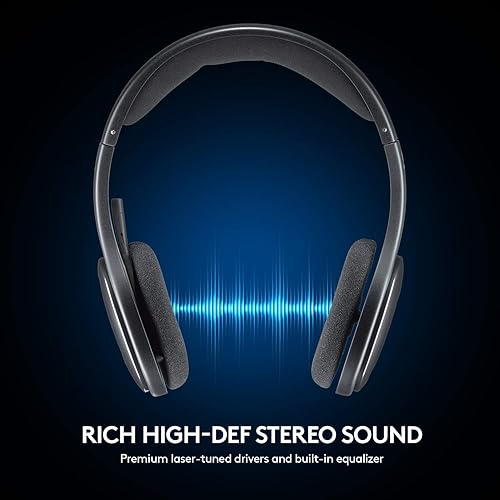 Miniatura 2 de H800 audífonos de diadema con Bluetooth inalámbricos por sobre la cabeza biaurales rango de 4 pies color negro Negro