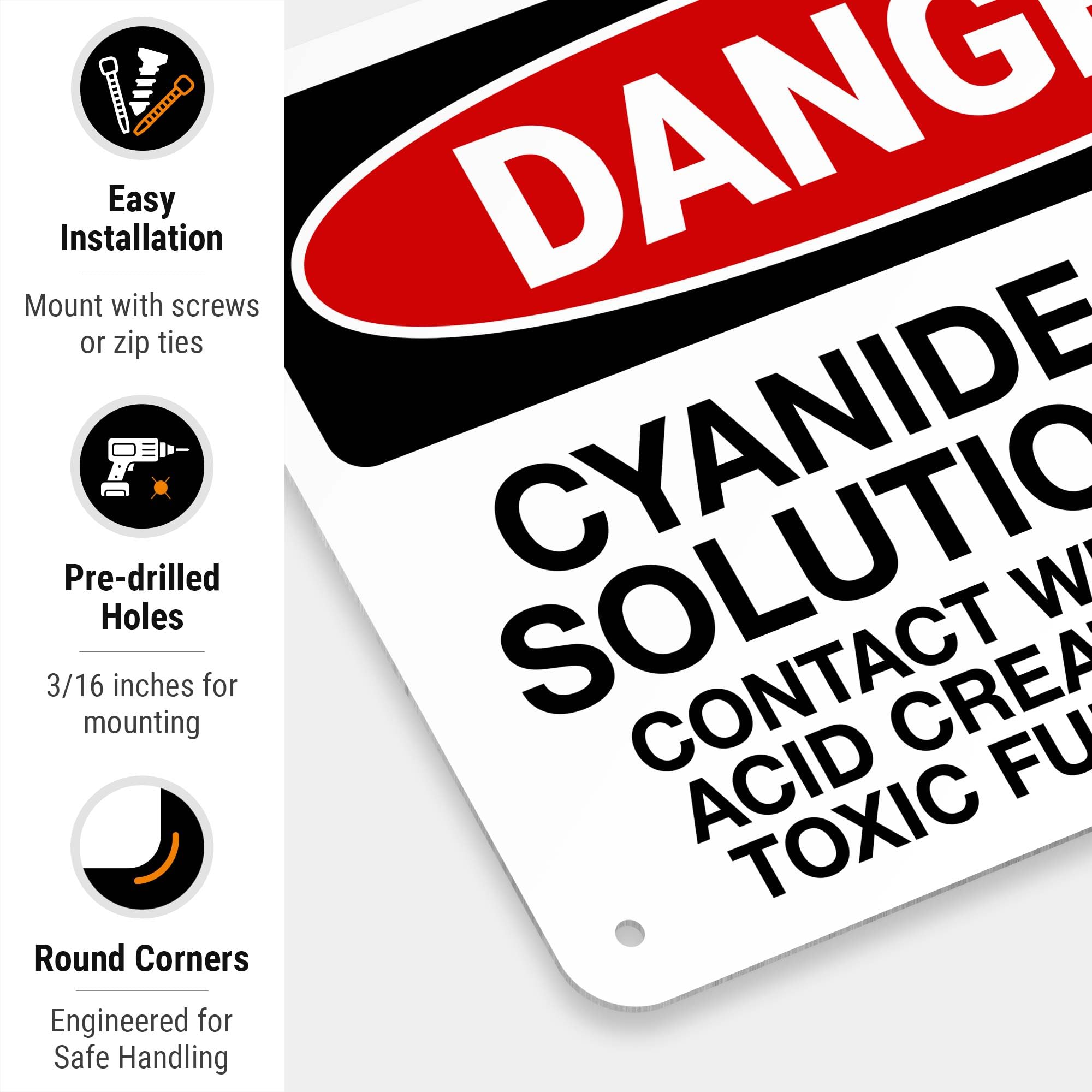 Cyanide Solution Contact With Acid Creates Toxic Fumes Sign