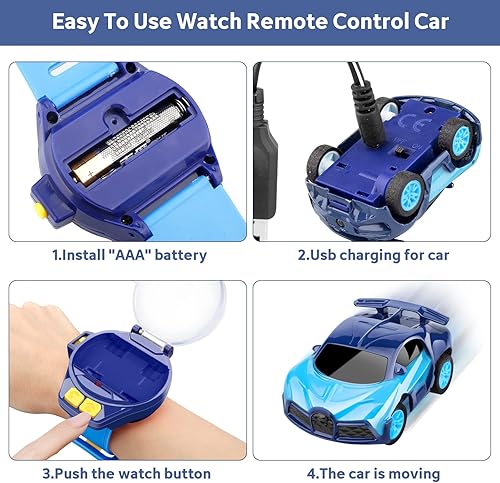 Miniatura 5 de Reloj de juguete de coche a control remoto para niños, reloj de batalla de potencia, juguete de coche de carreras con carga USB, mini reloj 2022 con