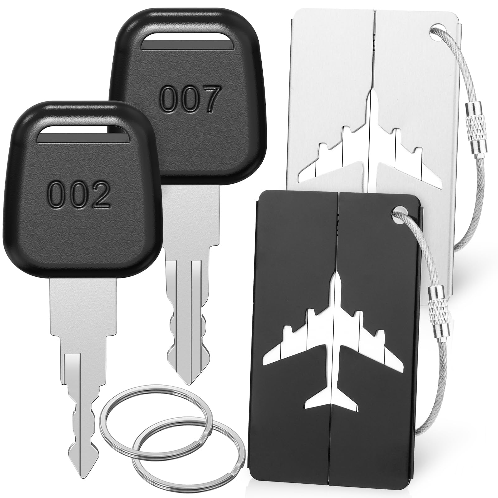 Ancable Lot De 2 Clés TSA007 TSA002 + Étiquettes Bagages - Aluminium Pour Valises Et Sacs