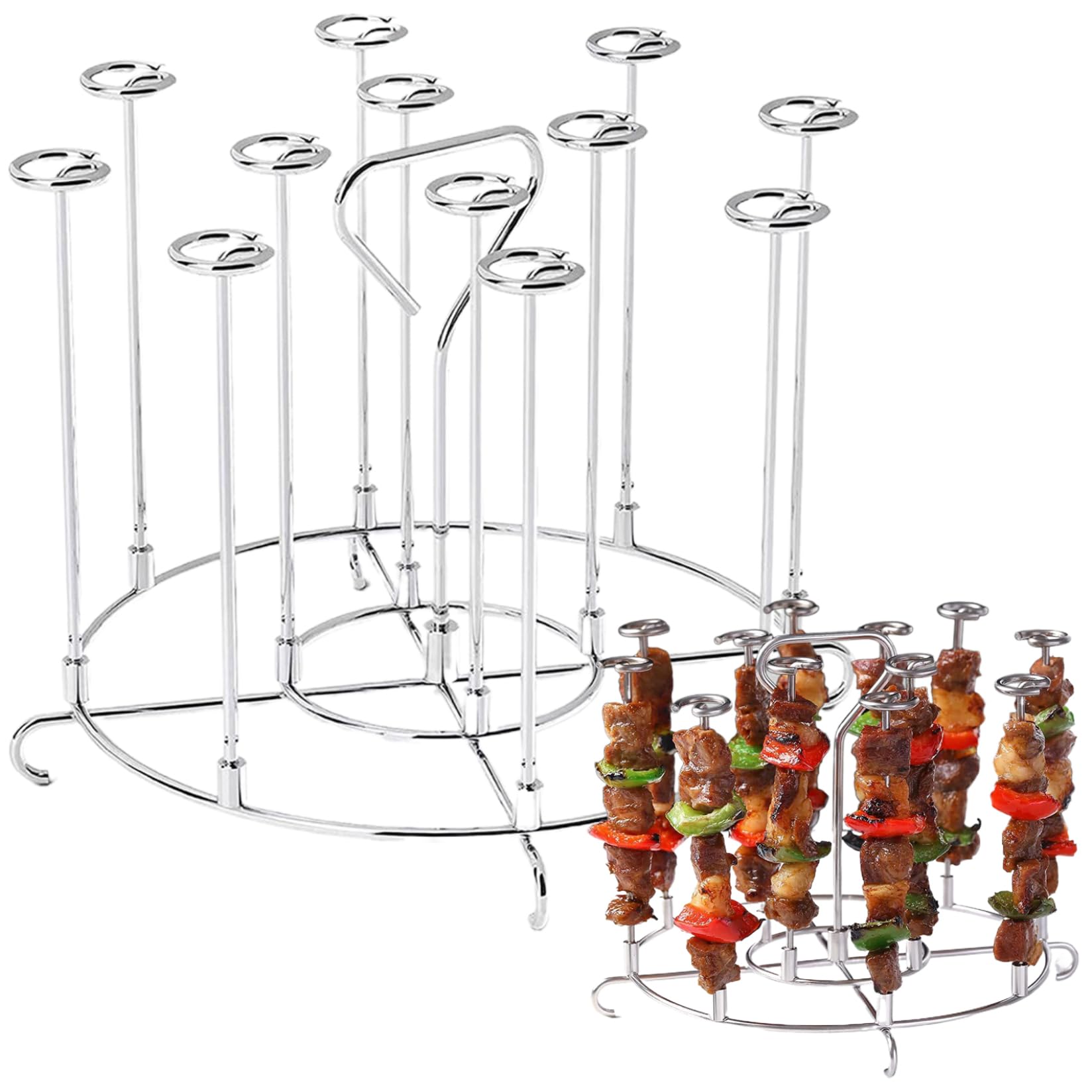 Barbecue Skewers, Shawarma Skewer Stand 304 Stainless Steel Vertical Air Fryer Skewer Holder 7.2x5.1 Inch Easy to Clean Barbecue Skewers for Home