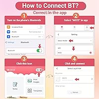 Vista 5 de Mini impresora de calcomanías, bolsillo Bluetooth con 1 rollo de papel, fabricante de calcomanías térmicas sin tinta compatible con iOS y Android
