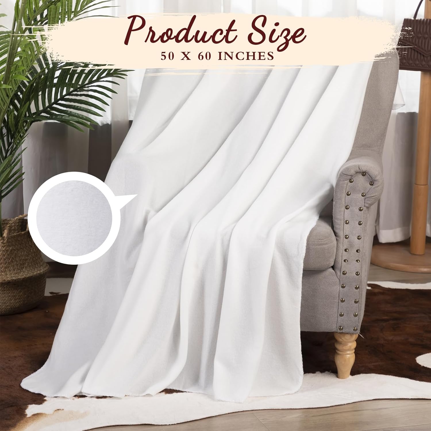 buryeah 10 pcs fleece blanket bulk soft warm fleece blankets cozy lightweight throw blankets plush pet throw blanket for home bed sofa office wedding gifts travel(50" x 60",white) 50" x 60" white