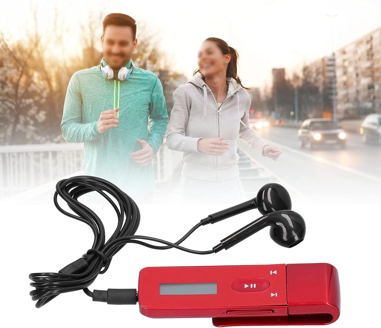 Person running while wearing the Cuifati Clip MP3 Player