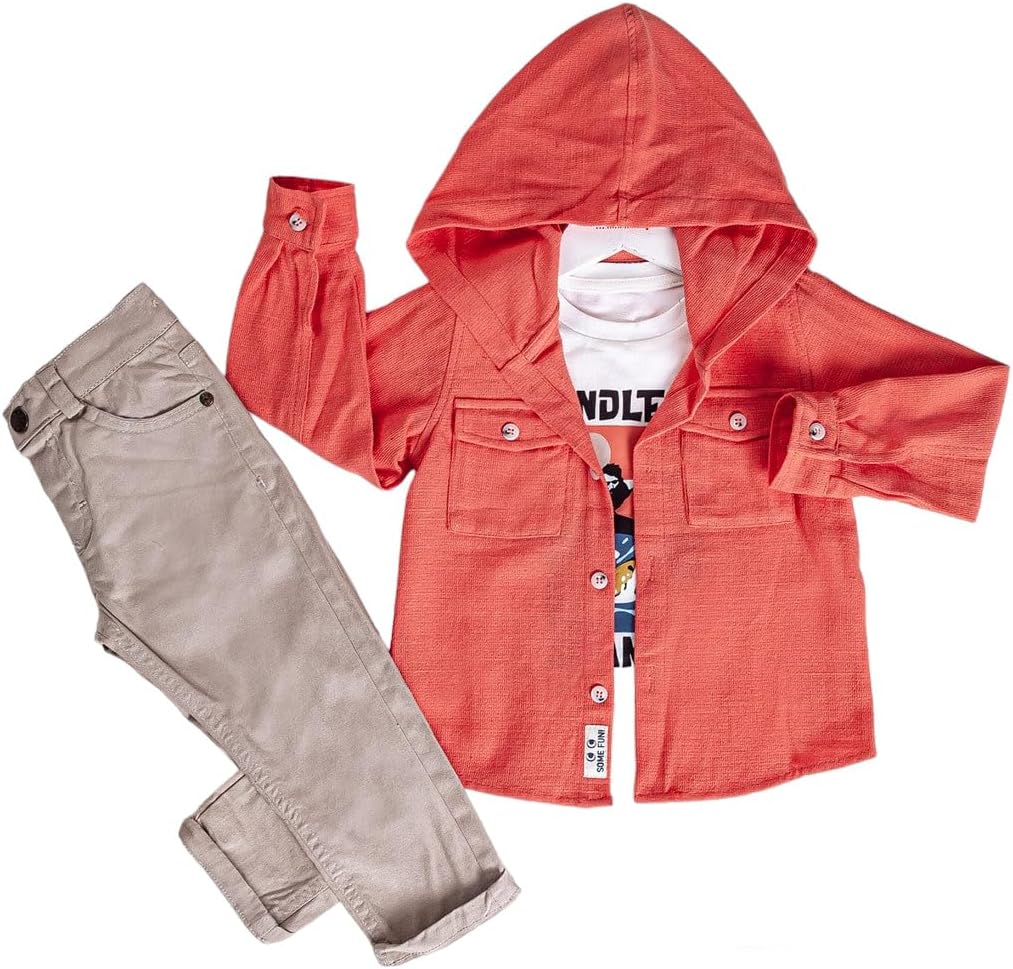 Wear Sierra Endless Summer Design 3 Piece Set - Little Boy Hoodie Jacket, Pants, and Toddler Boy T-shirt Set