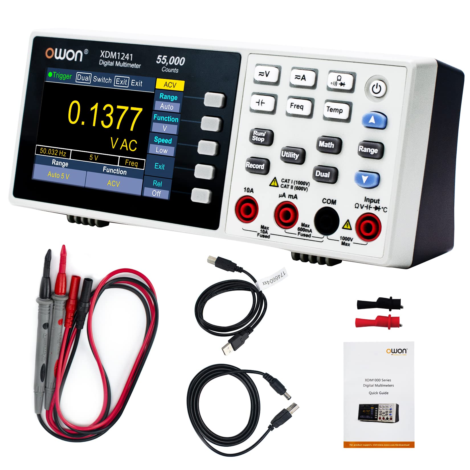 OWONXDM1241 Protable Bench Multimeter with 3.5-Inch 55,000 Count True RMS Ultra-light With lithium-battery power Onsite measurement Digital Multi Tester for Labs, Factories