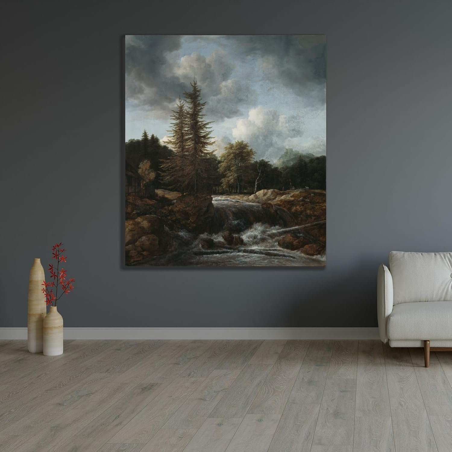 ArtDirect Landscape with Waterfall, Unframed, Giclee Poster, 8x9, 11x13, 16x18, 24x28, 36x41, 48x55 by Jacob van Ruisdael