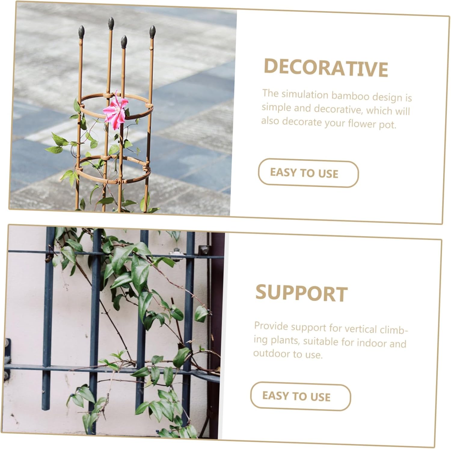 Flower Climbing Frame Imitation Bamboo Garden Rack Plant Support Easy Install