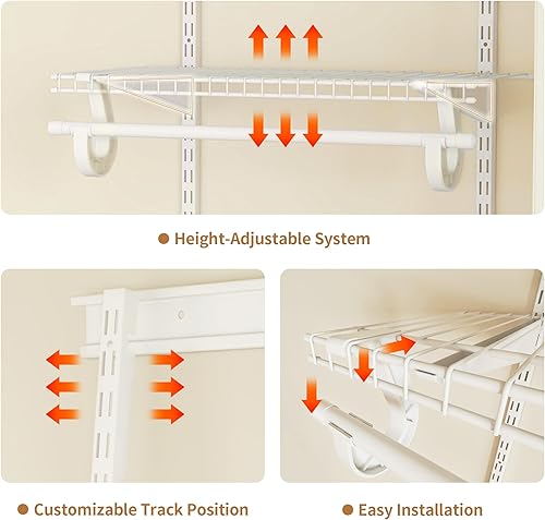 Miniatura 5 de Kit de sistema organizador de armario expandible de 2 a 4 pies, estantería de alambre de metal blanco personalizado, estantes de organización y