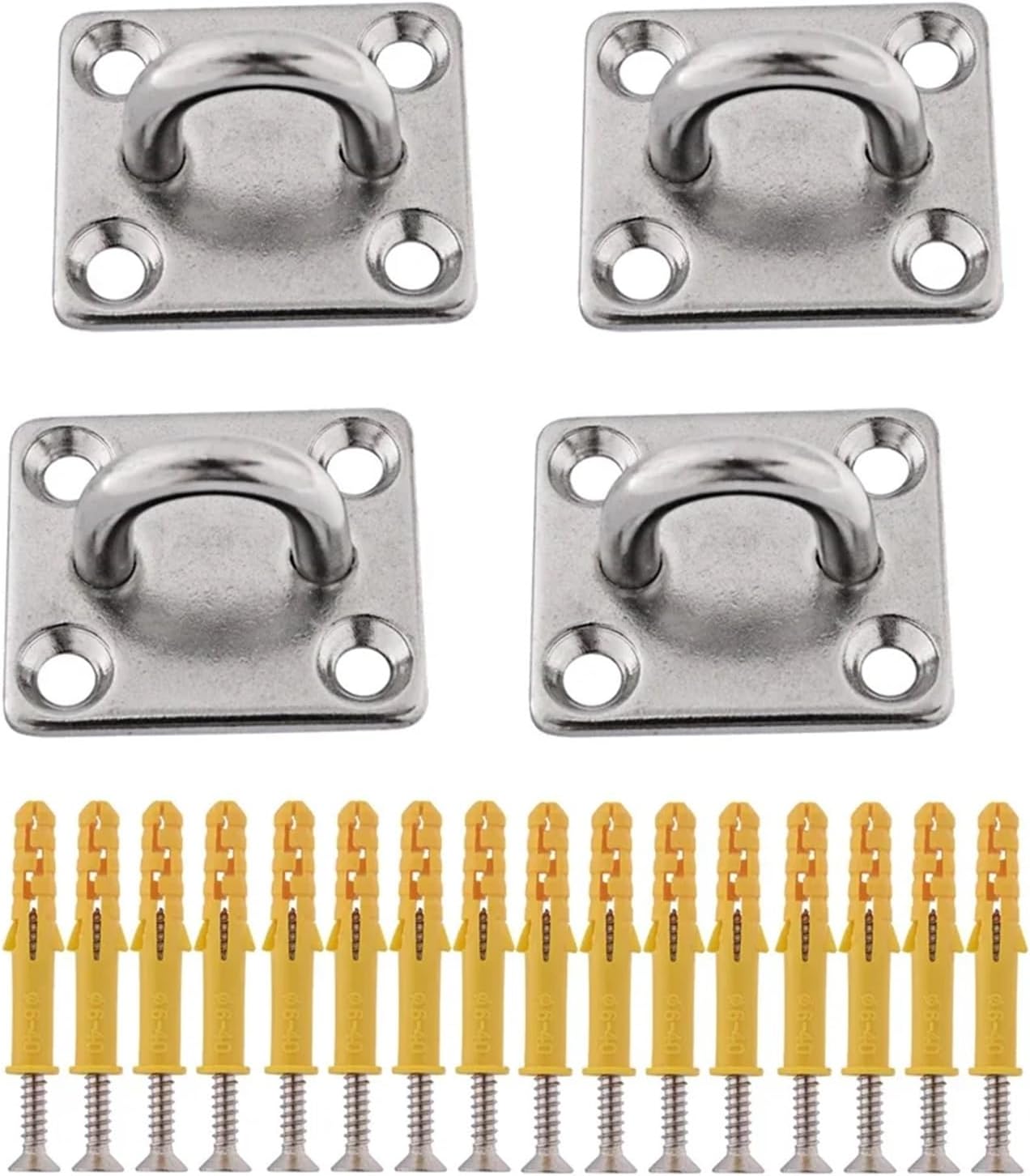 4 Pcs 304 Stainless Steel M5/M6/M8 Ring Square Sail Shade Pad Eye Plate Marine Boat Rigging with Self-Tapping Screws for Ceilings(M5)