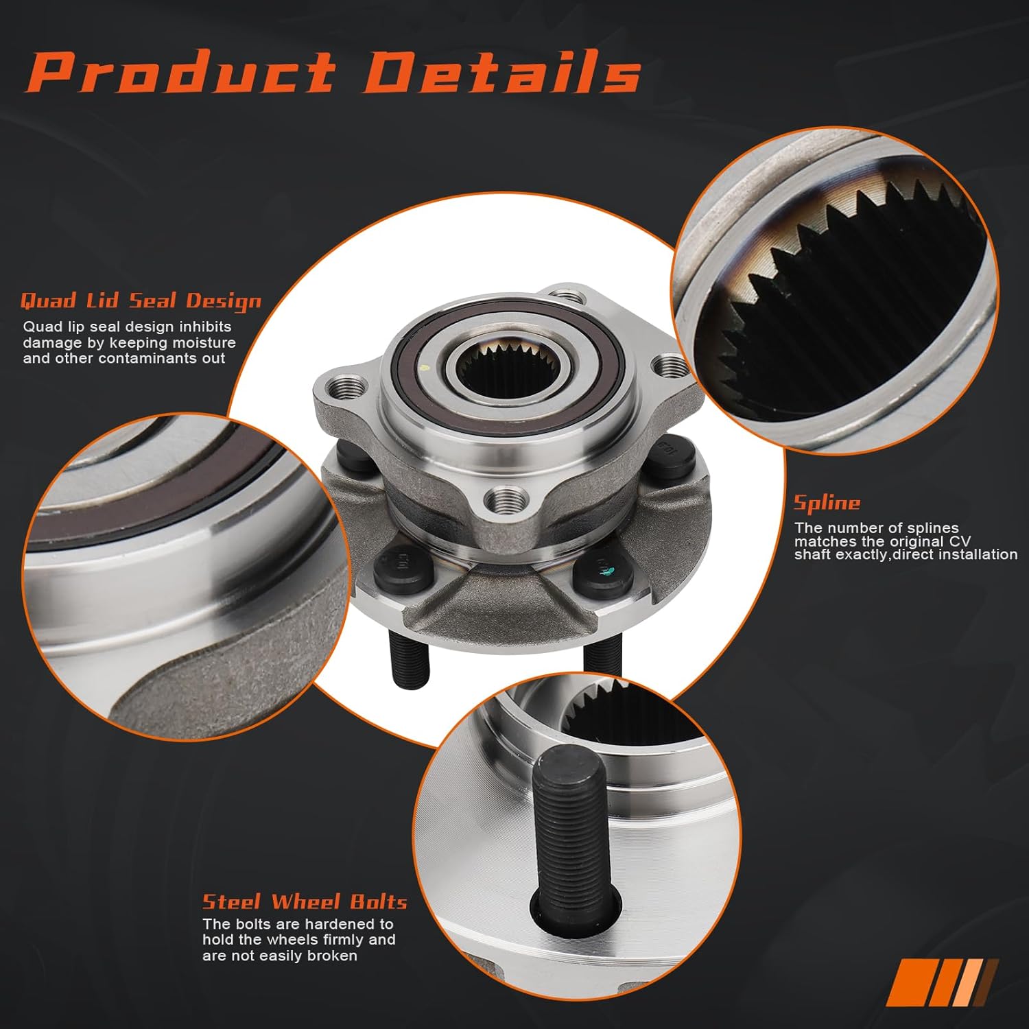 (Pair) DRIVESTAR 513220 Front Wheel Hub & Bearing Assembly for Subaru Legacy Outback 2005-2014 w/ABS