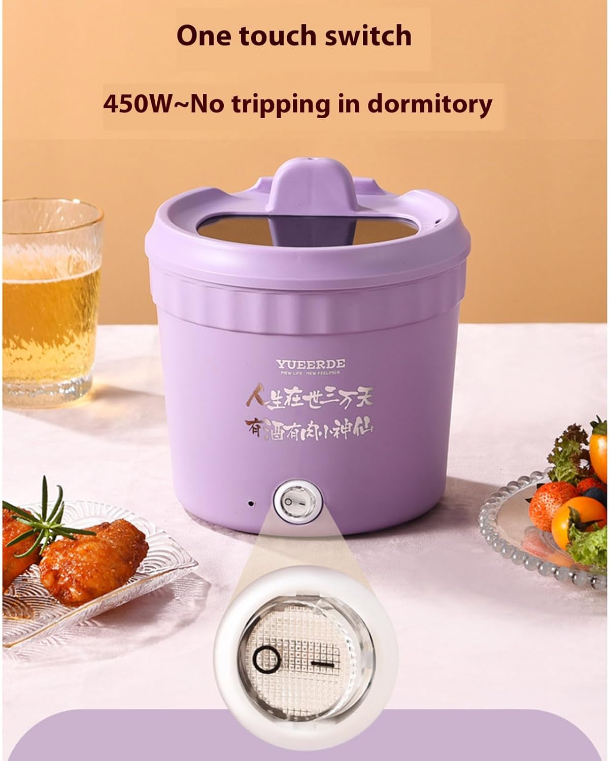 110V Electric Hot Pots Electric Cooking Pots 450W Round Nonstick Noodles Pots Suitable For Dormitories Cooking
