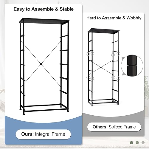 Miniatura 8 de Crestlive Products Cómoda para dormitorio con 6 cajones, cajonera alta con cajones, cómodas negras muebles de dormitorio, unidad organizadora de