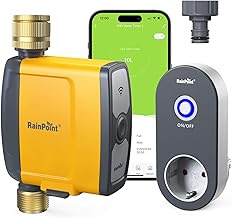 RAINPOINT WiFi Irrigation Unit, Pure Brass New 2024 New Water Inlet and Outlet, Automatic Irrigation Computer with App/Voice Control, for Lawn and Garden (Only 2.4 GHz)