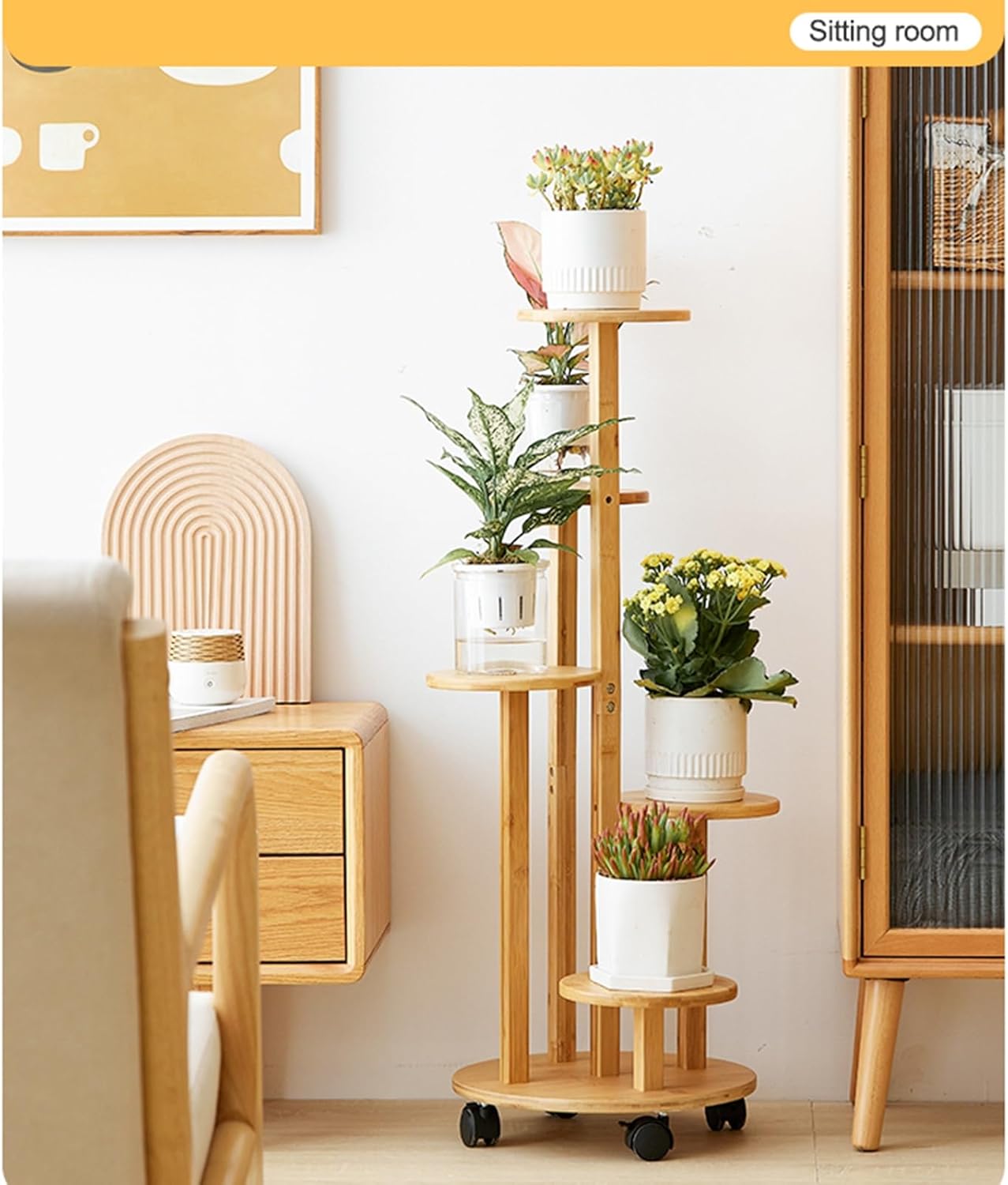 Plant-Racks Versatile Rolling Plant Stand - Multi-Layer Flower Shelf with Wheels for Potted Plants, Succulents in Living Room, Balcony, Garden Bedroom Bedside Rack(Brown)