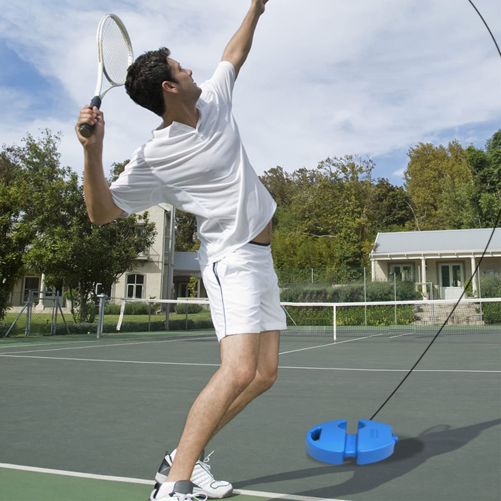 Allenatore di Tennis con Palla Elastica - Strumento di Rimbalzo per Principianti, Bambini e Adulti 1 Pezzo (Blu)