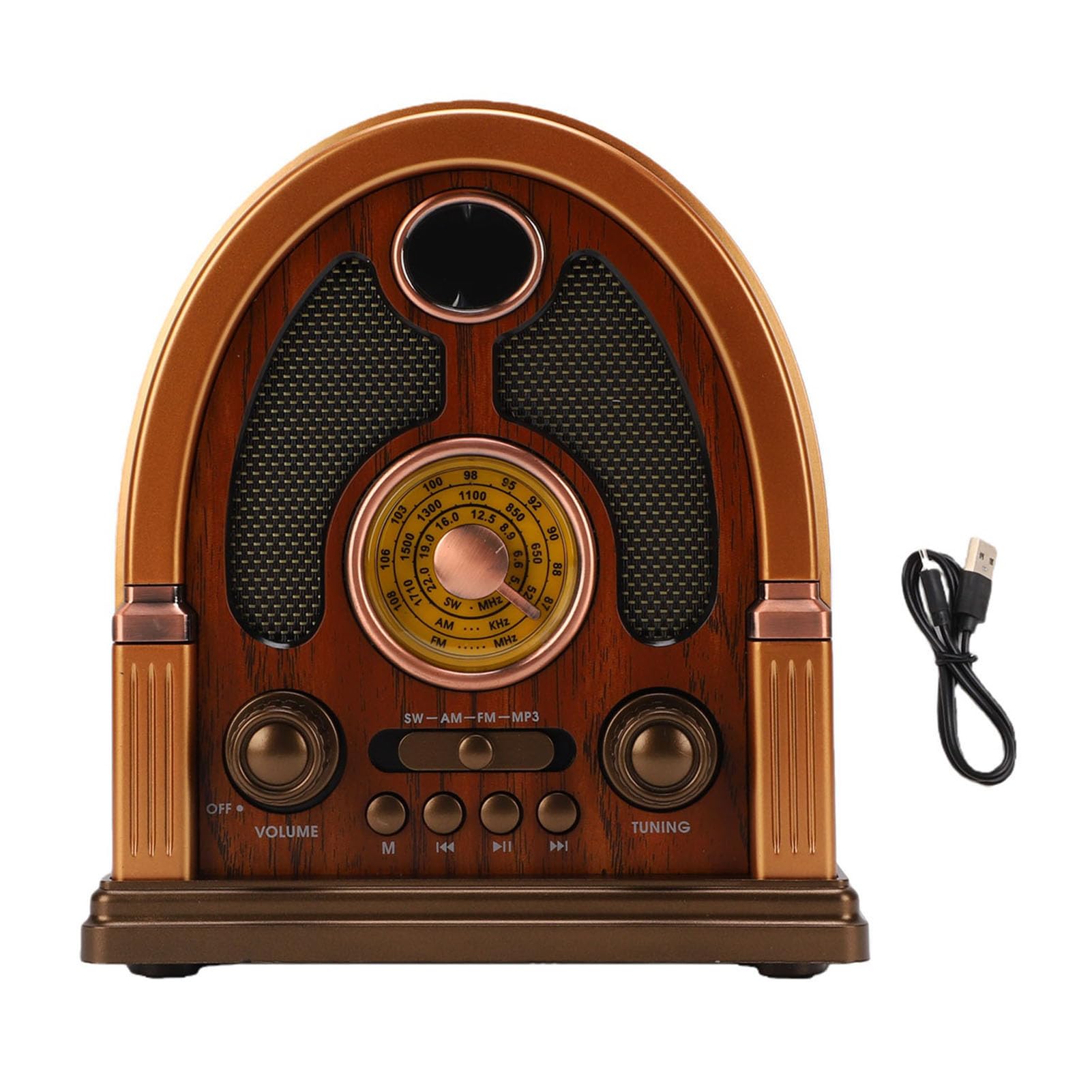 Luocute Radio Portátil Vintage, Receptor Am FM SW con Bluetooth y Estéreo, para Hogar y Viajes (Oscuro)