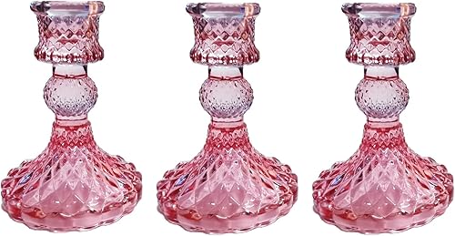 Juego de 3 portavelas cónicas, portavelas de cristal de 4 pulgadas, soportes para velas de cristal, candelabro para centro de mesa, perfecto para