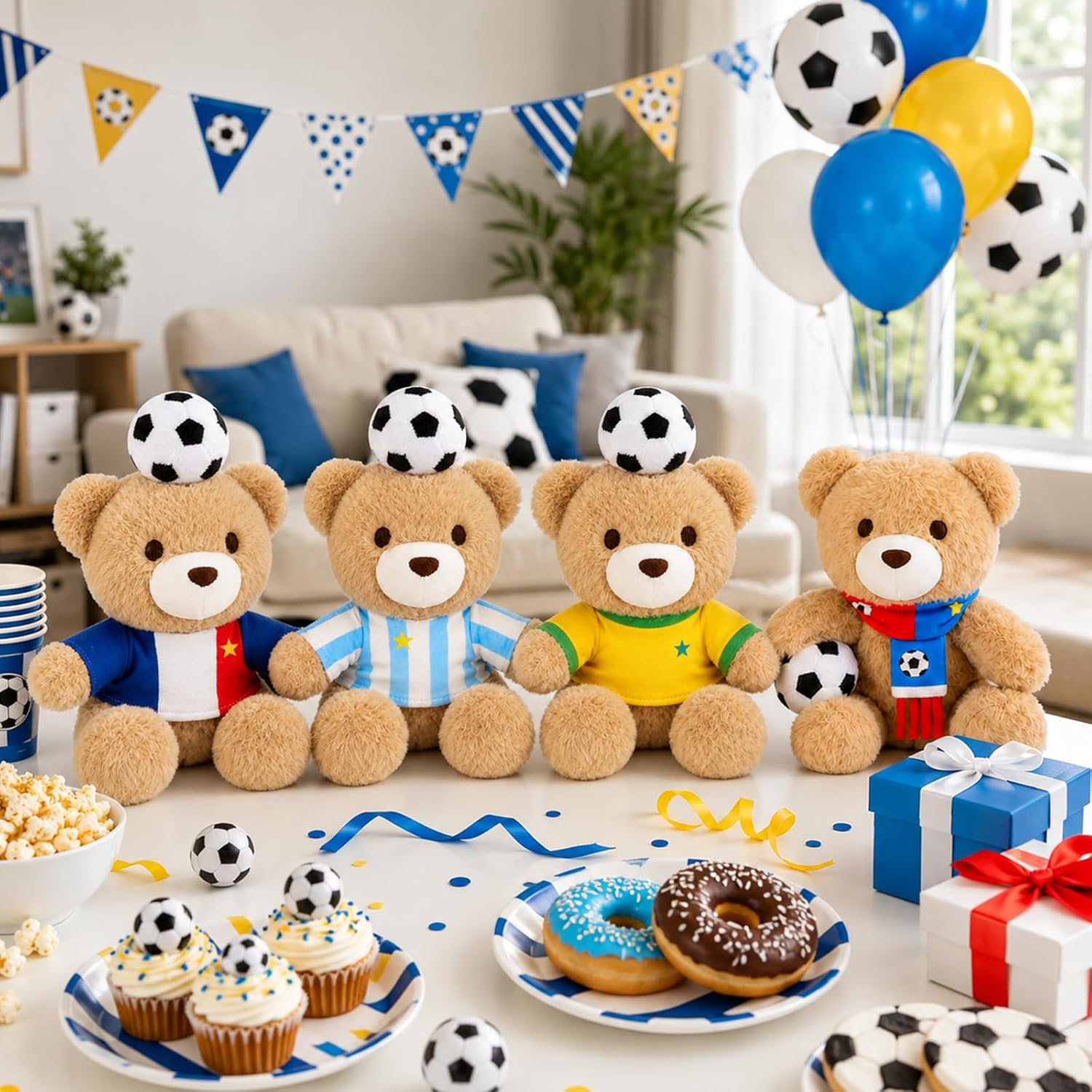 Brazil Soccer Teddy Bear, 9 Inch Teddy Bear with Brazil Jersey & Soccer Ball, 2026 Brazil Soccer Plush Toys for Kids, Soccer Gifts for Boys Girls Fans, Soccer Room Decor image 3